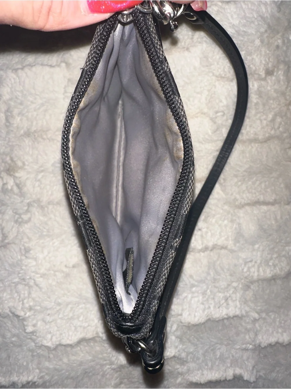 Coach Black Signature Canvas Wristlet with Leather Trim